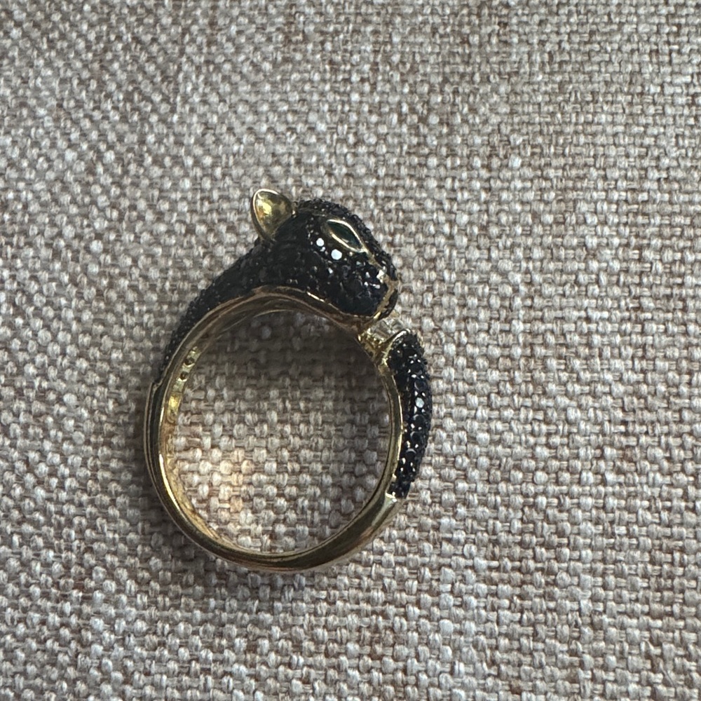 Gold-Tone Black Panther Ring with Green Eyes - Brand Unspecified - Picture 2 of 5